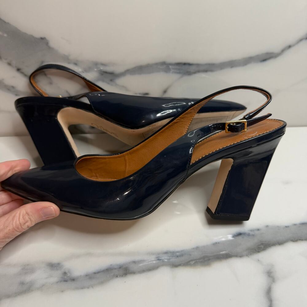 Franco Sarto Women's Blue Patent Leather Sophie Slingback Sophie Pumps Sz 9.5 - Picture 6 of 8